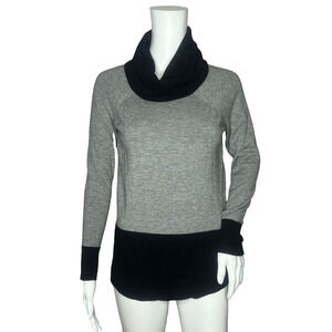 RAYA‎ Sweater Womens XS Gray Black Colorblock Cowl Neck Basic Neutral Minimalist